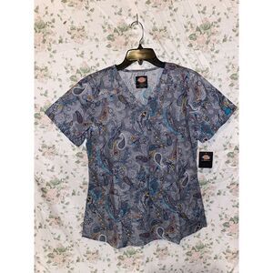 Denim Paisley Dickies Scrubs EDS Signature V Neck Top DK617 DNPY NWT!‎